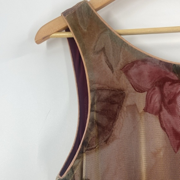 Old world roses mauve beige green flowing chiffon maxi dress Medium - Picture 5 of 15